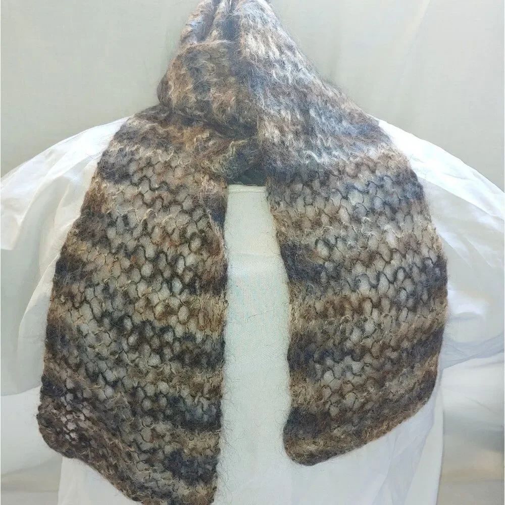 Handmade in USA 100% Wool Knit Rectangular Scarf